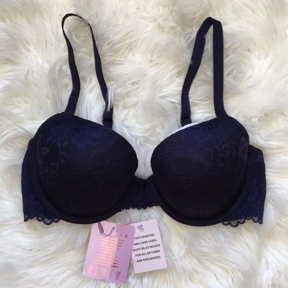 Savage X Fenty Allover Lace T-Shirt Bra in Eclipse - Picture 2 of 6